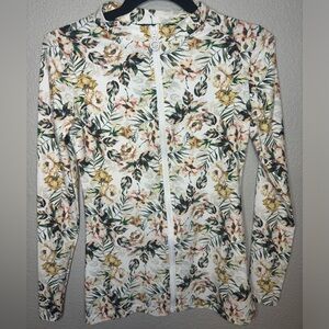 NWT CALYPSA full zip long sleeve swim top XS floral print